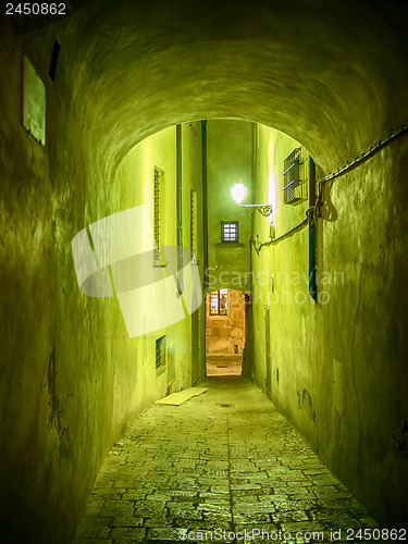 Image of Narrow illuminated alley