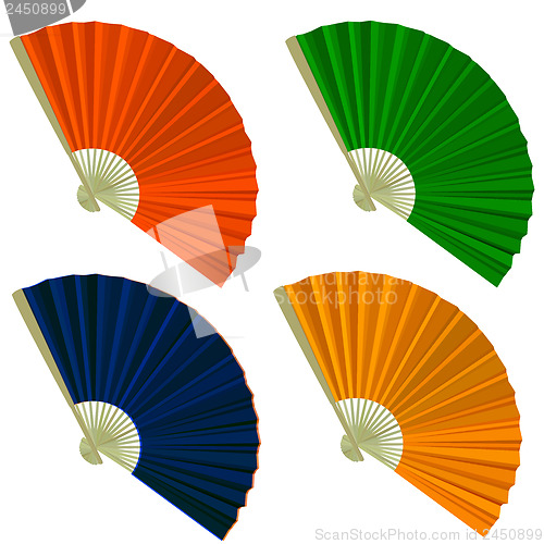 Image of Set traditional Folding Fans. Vector illustration.