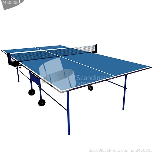 Image of Ping pong blue table tennis. Vector illustration.