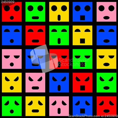 Image of Icons of smiley emotion faces. Vector illustration.