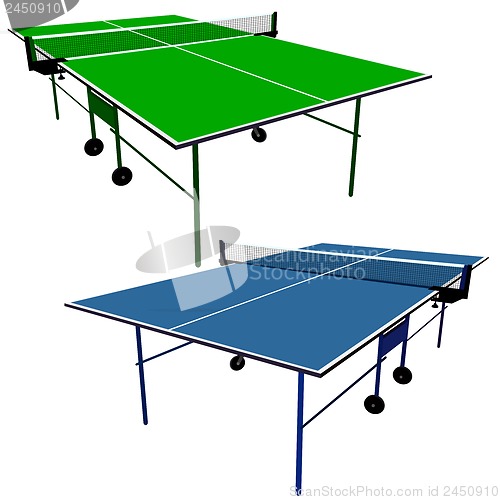 Image of Ping pong blue and green table tennis. Vector illustration.