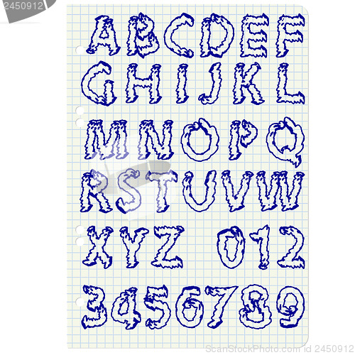 Image of Hand drawing alphabet vector illustration set in black ink