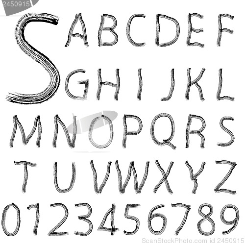 Image of Hand drawing alphabet vector illustration set in black ink