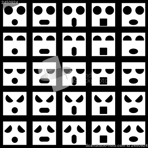 Image of Icons of smiley emotion faces. Vector illustration.