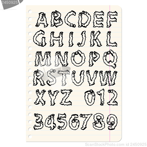 Image of Hand drawing alphabet vector illustration set in black ink
