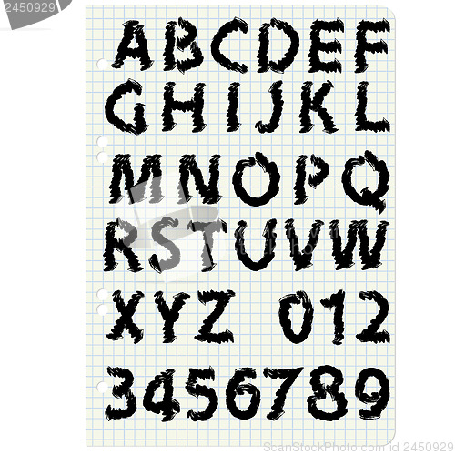 Image of Hand drawing alphabet vector illustration set in black ink