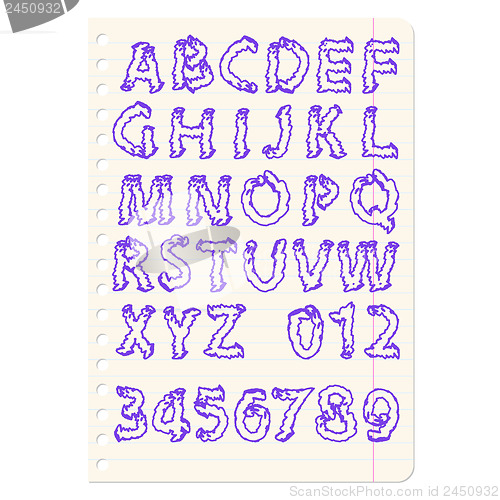 Image of Hand drawing alphabet vector illustration set in black ink