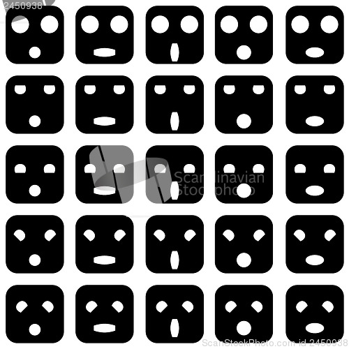 Image of Icons of smiley emotion faces. Vector illustration.