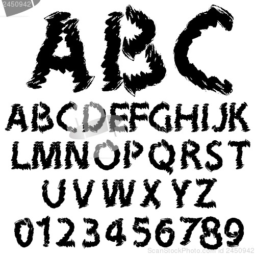 Image of Hand drawing alphabet vector illustration set in black ink