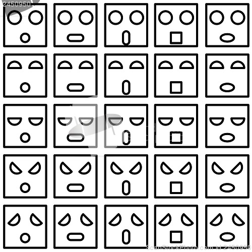 Image of Icons of smiley emotion faces. Vector illustration.