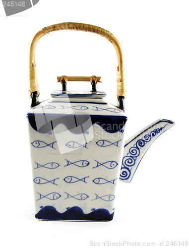 Image of Asian style blue and white teapot