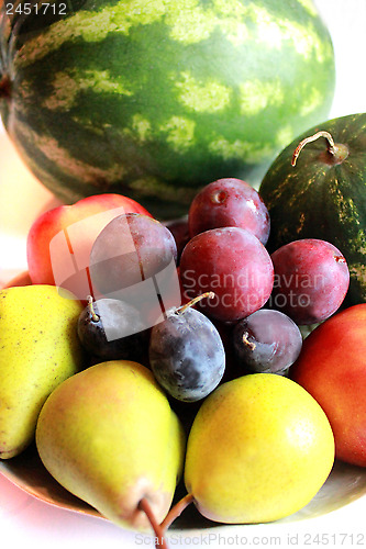 Image of watermelon, pears, pluma and nectarine