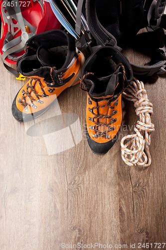 Image of backpack and shoes backpackers