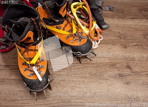 Image of backpack and shoes backpackers