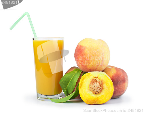 Image of Peaches and glass with juice