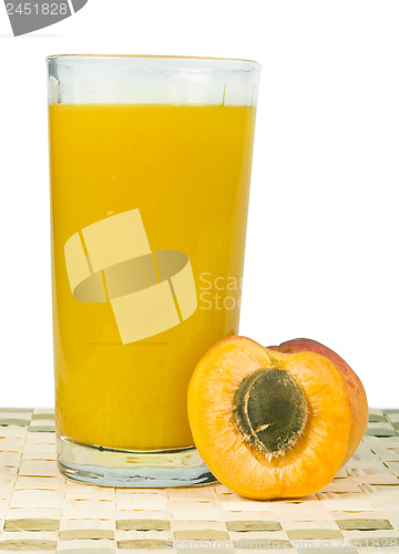 Image of Apricots and glass juice.