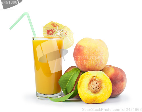 Image of Peaches and glass with juice