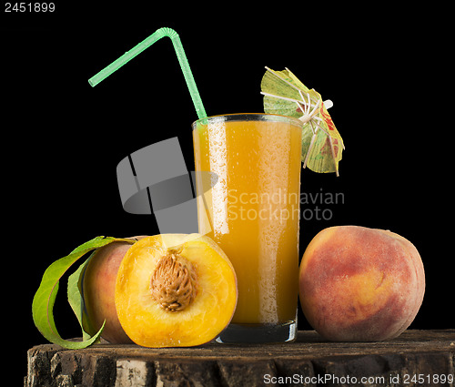 Image of Peaches and glass with juice