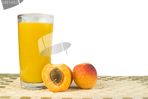 Image of Apricots and glass juice.