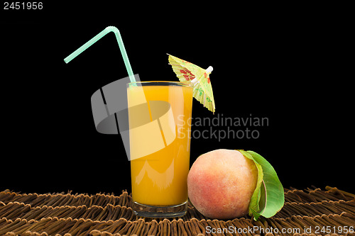 Image of Peaches and glass with juice