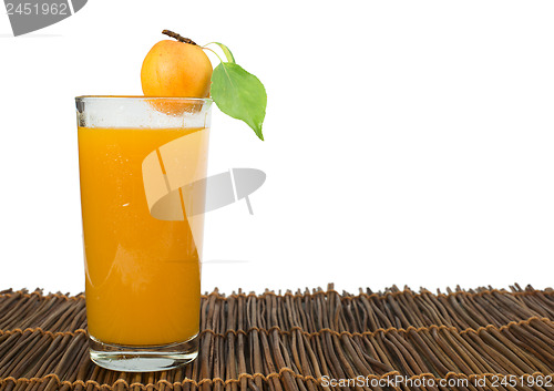 Image of Apricots and glass juice.