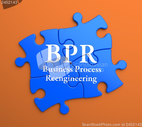 Image of BPR on Blue Puzzle Pieces. Business Concept.