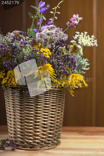 Image of Bouquet of medicinal herbs in basket