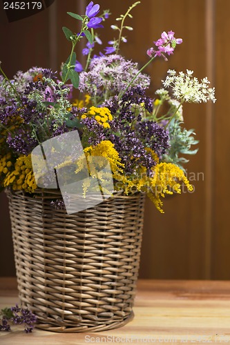 Image of Bouquet of medicinal herbs in basket