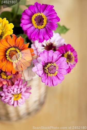 Image of Beautiful flowers in a basket