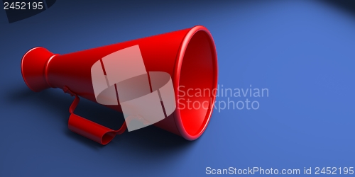 Image of Old Red Megaphone or Bullhorn Isolated.
