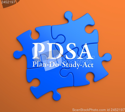 Image of PDSA on Blue Puzzle Pieces. Business Concept.