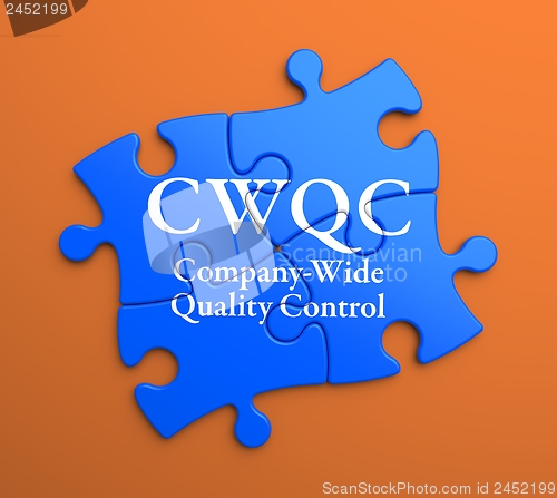 Image of CWQC on Blue Puzzle Pieces. Business Concept.