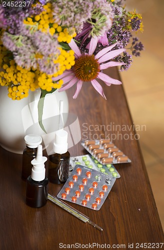 Image of Still life from medicinal herbs and medicines