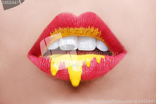 Image of Makeup Cosmetic Creation Using Lip Color