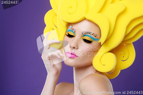 Image of Colorful Exotic Image of Woman Wearing Candy Makeup