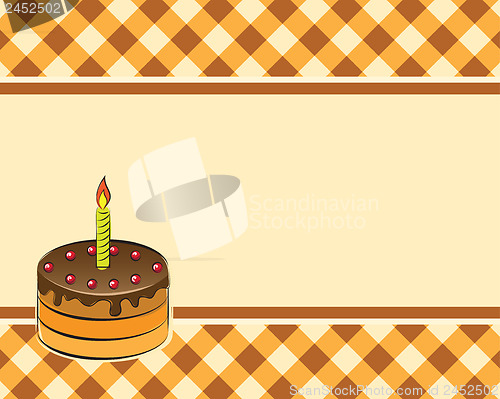 Image of Cake on a plaid background. Vector illustration