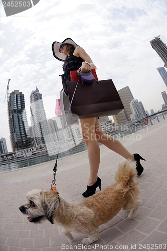 Image of beautiful woman goes in shopping