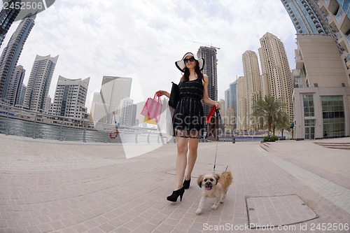 Image of beautiful woman goes in shopping