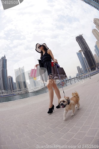 Image of beautiful woman goes in shopping