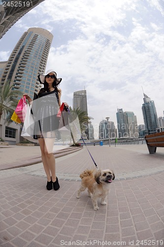 Image of beautiful woman goes in shopping