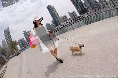 Image of beautiful woman goes in shopping