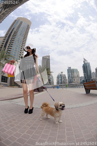 Image of beautiful woman goes in shopping