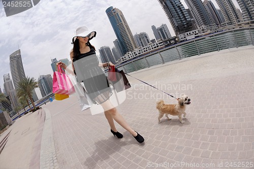 Image of beautiful woman goes in shopping