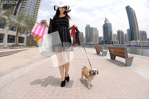 Image of beautiful woman goes in shopping