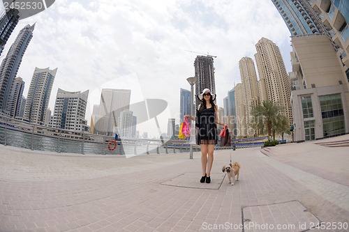 Image of beautiful woman goes in shopping