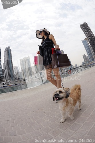 Image of beautiful woman goes in shopping