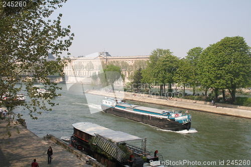 Image of Boat on river seine in Paris