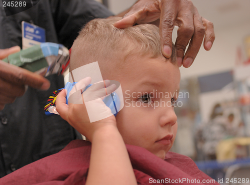 Image of Toddler Boy Getting Haircut