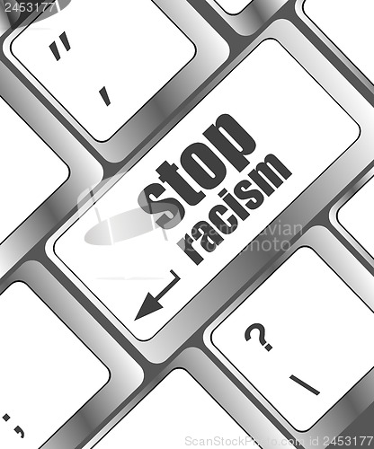 Image of stop racism concept by keyboard keys