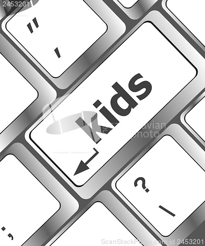 Image of kids key button in a computer keyboard